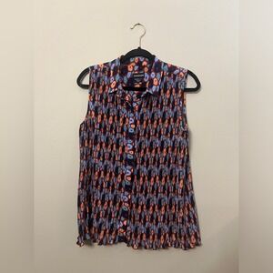 Wildfang Button Down Sleeveless Top Pleats Women Size Small